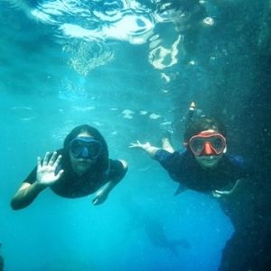 Enfants en apnée équipés de masque d'apnée sous-marine Maxlux S Beuchat